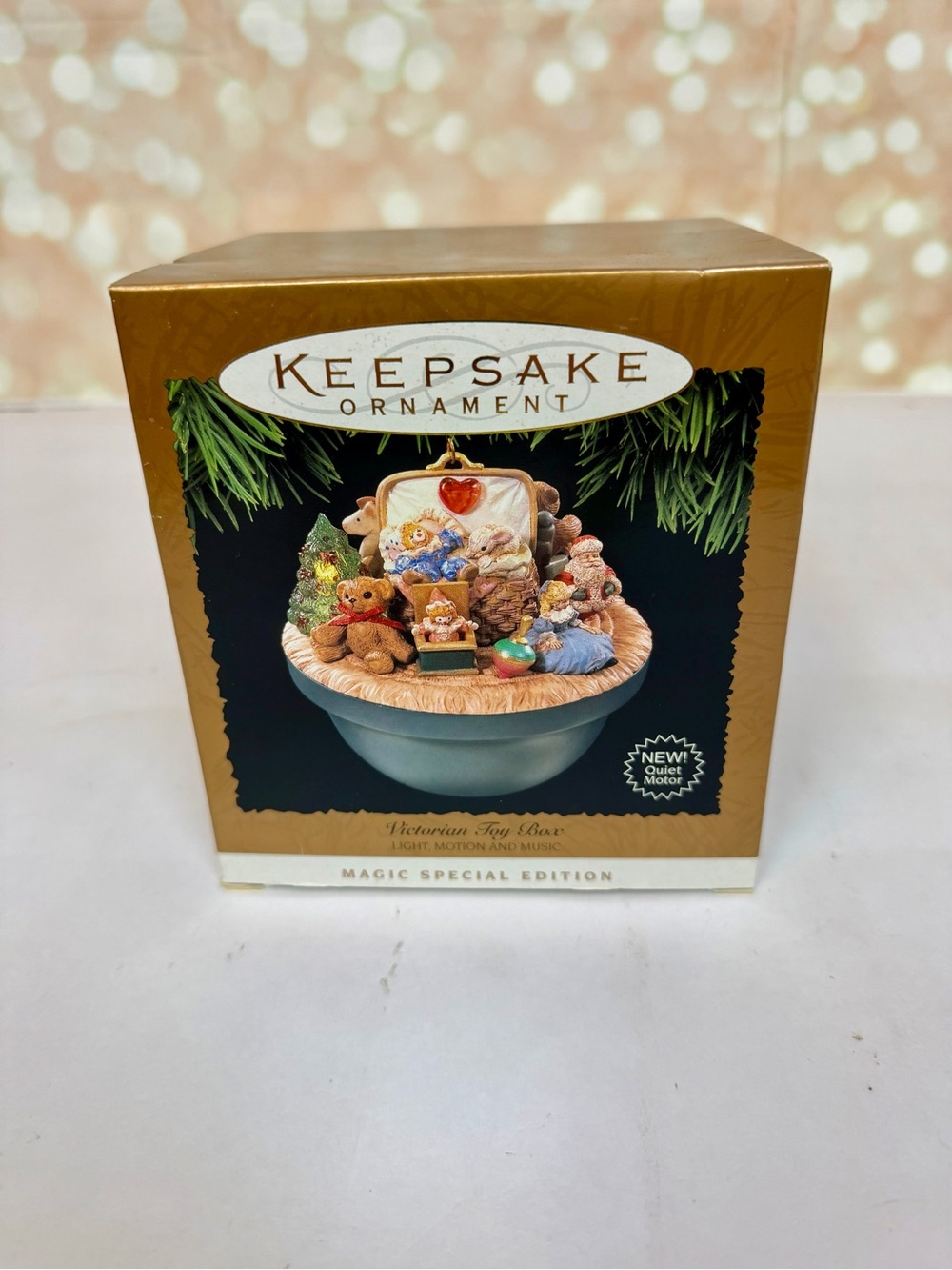 Hallmark 1996 Keepsake Ornament Victorian Toy Box Light Motion Music